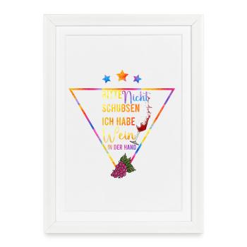 Wine in Hand Colorful Triangle Saying - Framed poster (27 × 37 cm) - white - Front