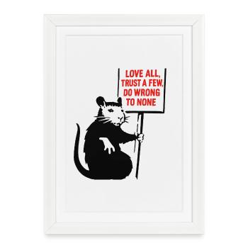 Rat avec bouclier : l’amour de tous fait confiance à peu de gens - Affiche encadrée (27 × 37 cm) - blanc - Devant