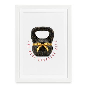 Kettlebell - le meilleur cadeau surprise pour lui. - Affiche encadrée (27 × 37 cm) - blanc - Devant
