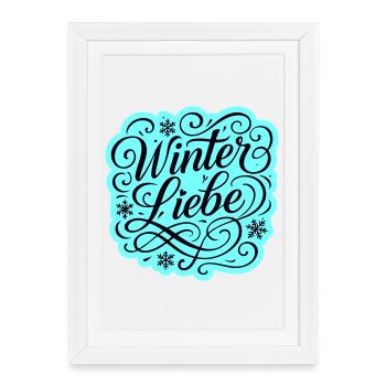 Amour d’hiver Coeur hivernal - Affiche encadrée (27 × 37 cm) - blanc - Devant
