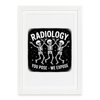 Radiologie Squelettes Dansant - Affiche encadrée (27 × 37 cm) - blanc - Devant