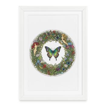 Flower Circle Butterfly Dream Image - Framed poster (27 × 37 cm) - white - Front
