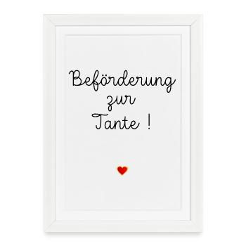 Promotion au poste de tante Bébé Cœur - Affiche encadrée (27 × 37 cm) - blanc - Devant