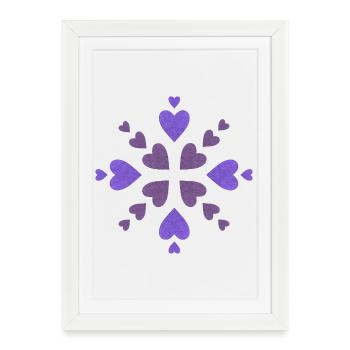 Cœurs violets en spirale - Affiche encadrée (27 × 37 cm) - blanc - Devant