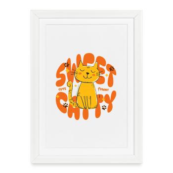 Sweet Catty – Le chat le plus mignon du monde - Affiche encadrée (27 × 37 cm) - blanc - Devant