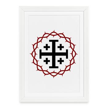 Jerusalem Cross and Crown of thorns - Framed poster (27 × 37 cm) - white - Front
