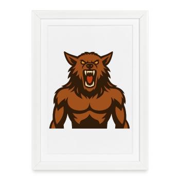 Wolf Roarer Monster Motif - Framed poster (27 × 37 cm) - white - Front