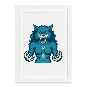 Conception de puissance Moonwolf - Affiche encadrée (27 × 37 cm) - blanc - Devant