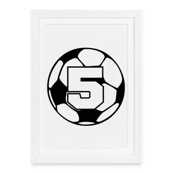 Numéro 5 football - 5e anniversaire  - Affiche encadrée (27 × 37 cm) - blanc - Devant