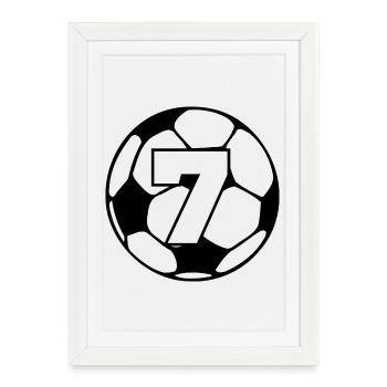 Nummer 7 Fußball - 7. Jubiläum - Gerahmtes Poster (27 × 37 cm) - Weiß - Vorne
