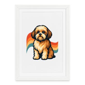 Shih Tzu Chien Rêve Arc-en-ciel - Affiche encadrée (27 × 37 cm) - blanc - Devant