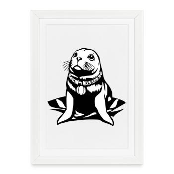 Cadeau T-shirt Seal Seal Allemagne du Nord - Affiche encadrée (27 × 37 cm) - blanc - Devant
