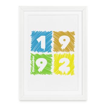 33. Écussons Geburtstag Farbige depuis 12/1992 - Affiche encadrée (27 × 37 cm) - blanc - Devant