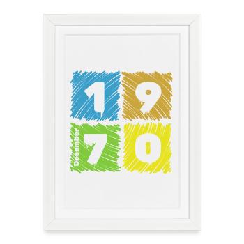 55. Geburtstag Farbige Patches since 12/1970 - Framed poster (27 × 37 cm) - white - Front