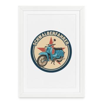 Schwalbe Simson Moped DDR Suhl KR51 Gift - Framed poster (27 × 37 cm) - white - Front