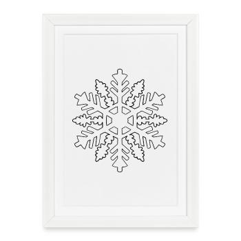 Silhouette de flocon de neige - Affiche encadrée (27 × 37 cm) - blanc - Devant