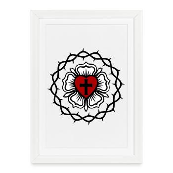 Lutheran rose and Crown of thorns - Framed poster (27 × 37 cm) - white - Front