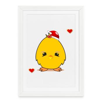Noël poussin Noël Coeur de Noël - Affiche encadrée (27 × 37 cm) - blanc - Devant