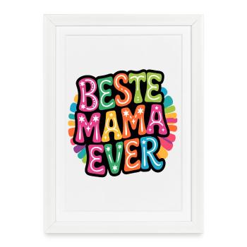 La meilleure maman de tous les temps colorée - Affiche encadrée (27 × 37 cm) - blanc - Devant