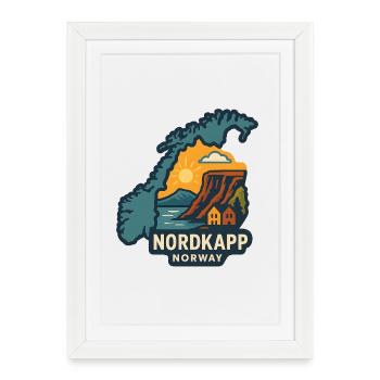 North Cape Sunset at Klippan in Norway - Framed poster (27 × 37 cm) - white - Front