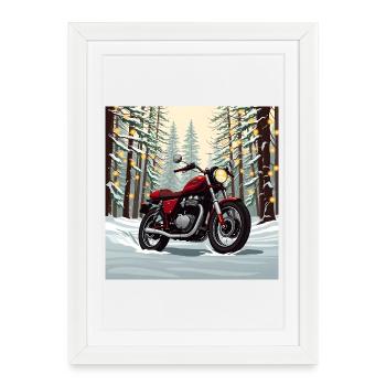 Roulez en hiver - Affiche encadrée (27 × 37 cm) - blanc - Devant