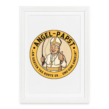 The Angel Pope - Funny motif for anglers - Framed poster (27 × 37 cm) - white - Front