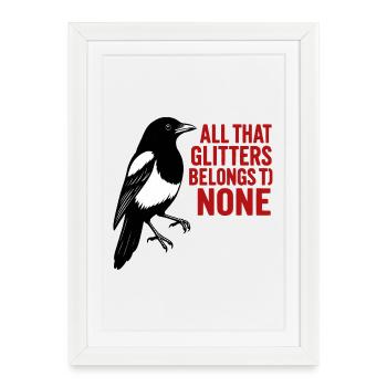 Crow and red glitter saying - Framed poster (27 × 37 cm) - white - Front