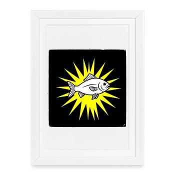 Des poissons cool dans le style punk rock et pop art - Affiche encadrée (27 × 37 cm) - blanc - Devant