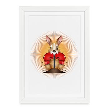Kangourou de boxe – Motif de boxeur drôle - Affiche encadrée (27 × 37 cm) - blanc - Devant
