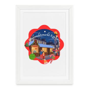 Marché de Noël de Coblence - Affiche encadrée (27 × 37 cm) - blanc - Devant