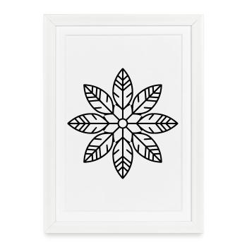 Leaf Mandala | Nature & Harmony Line Art - Framed poster (27 × 37 cm) - white - Front