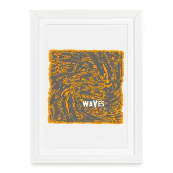 Orange Wave Pattern Art - Framed poster (27 × 37 cm) - white - Front