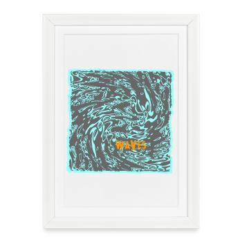 Wave flow neon pattern surf - Framed poster (27 × 37 cm) - white - Front