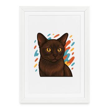 Burmese cat with colorful background - Framed poster (27 × 37 cm) - white - Front