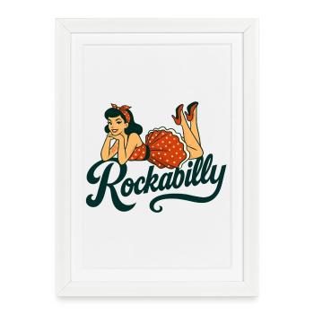 Rockabilly Pin-Up Femme Années 50 Allonge Jupon - Affiche encadrée (27 × 37 cm) - blanc - Devant