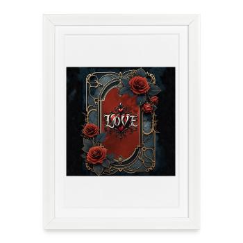 Amour gothique dans un cadre doré - Affiche encadrée (27 × 37 cm) - blanc - Devant