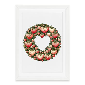 Strawberry Heart Wreath - Framed poster (27 × 37 cm) - white - Front