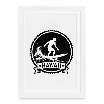 Hawaii Surf Wave Badge - Framed poster (27 × 37 cm) - white - Front