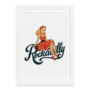Rockabilly Pin-Up Femme Jupon Cadeau Années 50 - Affiche encadrée (27 × 37 cm) - blanc - Devant