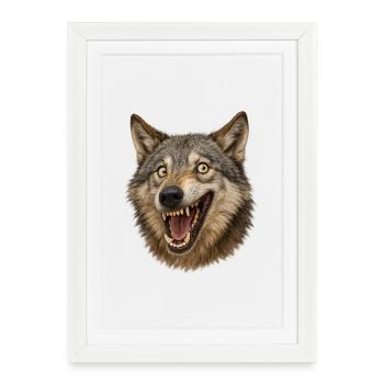 Wolf's Head Wild Mouth - Framed poster (27 × 37 cm) - white - Front
