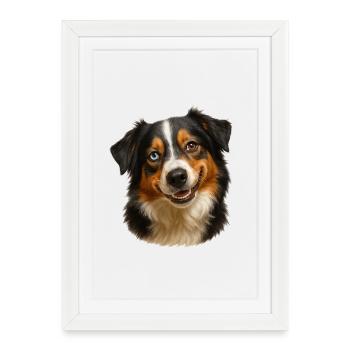 Dog Portrait Two-Tone Look - Framed poster (27 × 37 cm) - white - Front