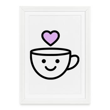 Tasse de bonjour avec un cœur pour vous - Affiche encadrée (27 × 37 cm) - blanc - Devant