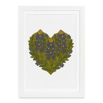 Sincère Lupin Floral Texas Bluebonnets - Affiche encadrée (27 × 37 cm) - blanc - Devant