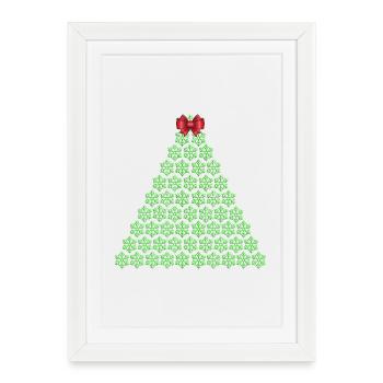 Sapin de Noël en flocon de neige avec nœud - Affiche encadrée (27 × 37 cm) - blanc - Devant