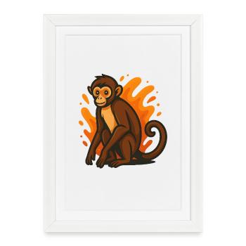 Singe-araignée à l’aura enflammée - Affiche encadrée (27 × 37 cm) - blanc - Devant