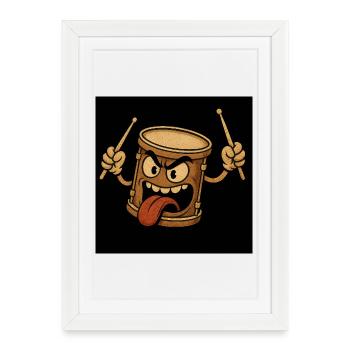 Aggressive Drum Monster - Framed poster (27 × 37 cm) - white - Front