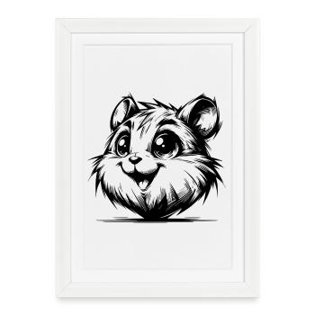 Drôle de hamster sourire Rongeur plein de joie de vivre - Affiche encadrée (27 × 37 cm) - blanc - Devant