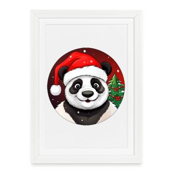 Panda de Noël - Affiche encadrée (27 × 37 cm) - blanc - Devant
