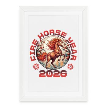 Chinese New Year Year of the Fire Horse 2026 - Framed poster (27 × 37 cm) - white - Front