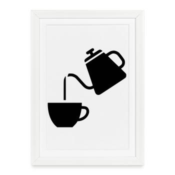 Cafetière minimaliste à verser sur - Affiche encadrée (27 × 37 cm) - blanc - Devant